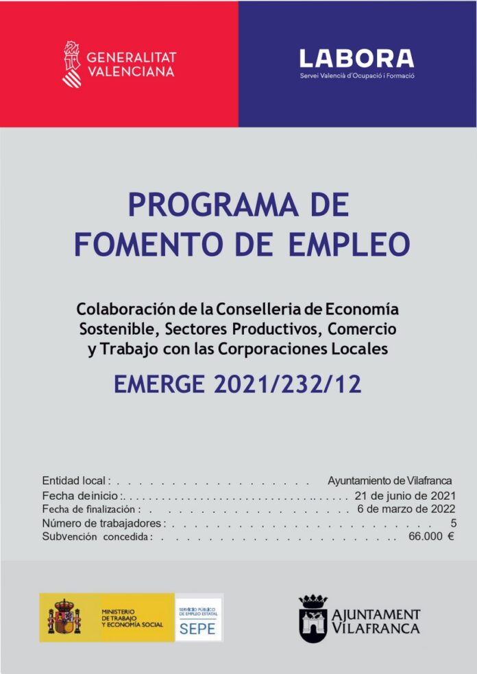 Cartell Programa de foment de l'ocupació EMERGE