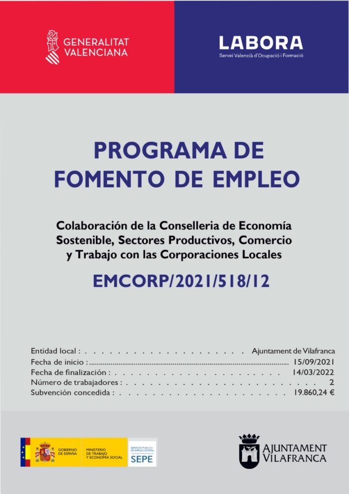 Cartell Programa de foment de l'ocupació EMCORP