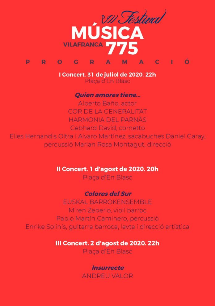 Festival de Música 775 a Vilafranca, edició 2020