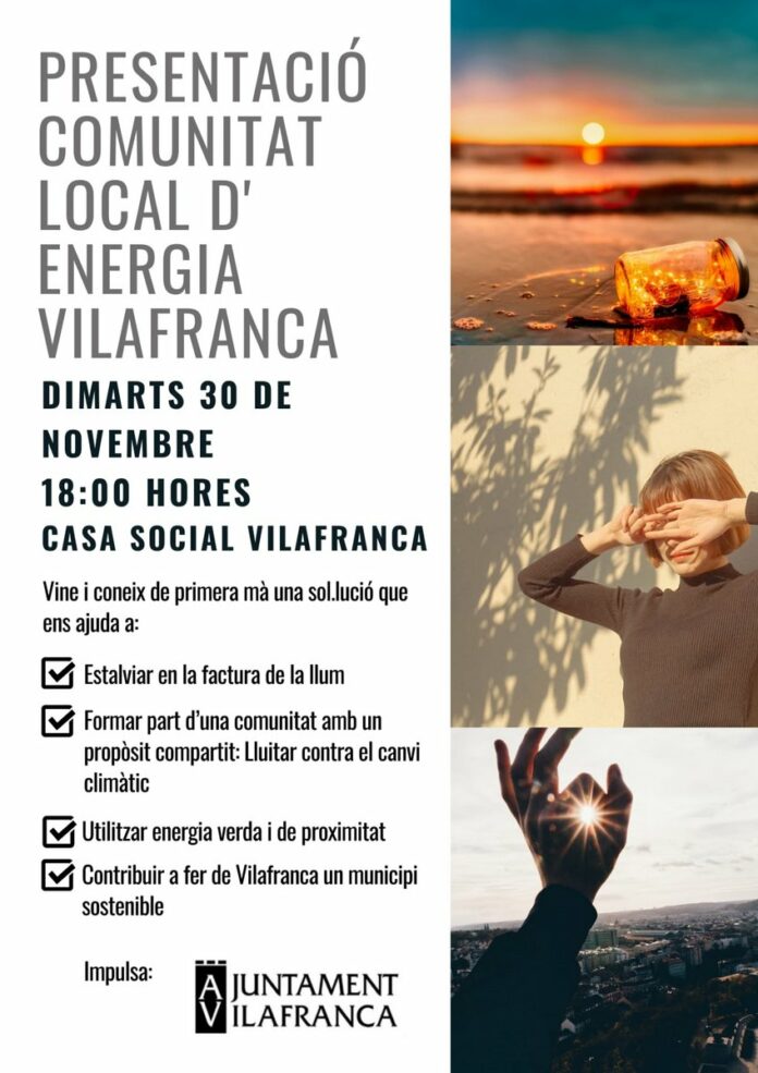 Cartell presentació Comunitat Local d'Energia Vilafranca